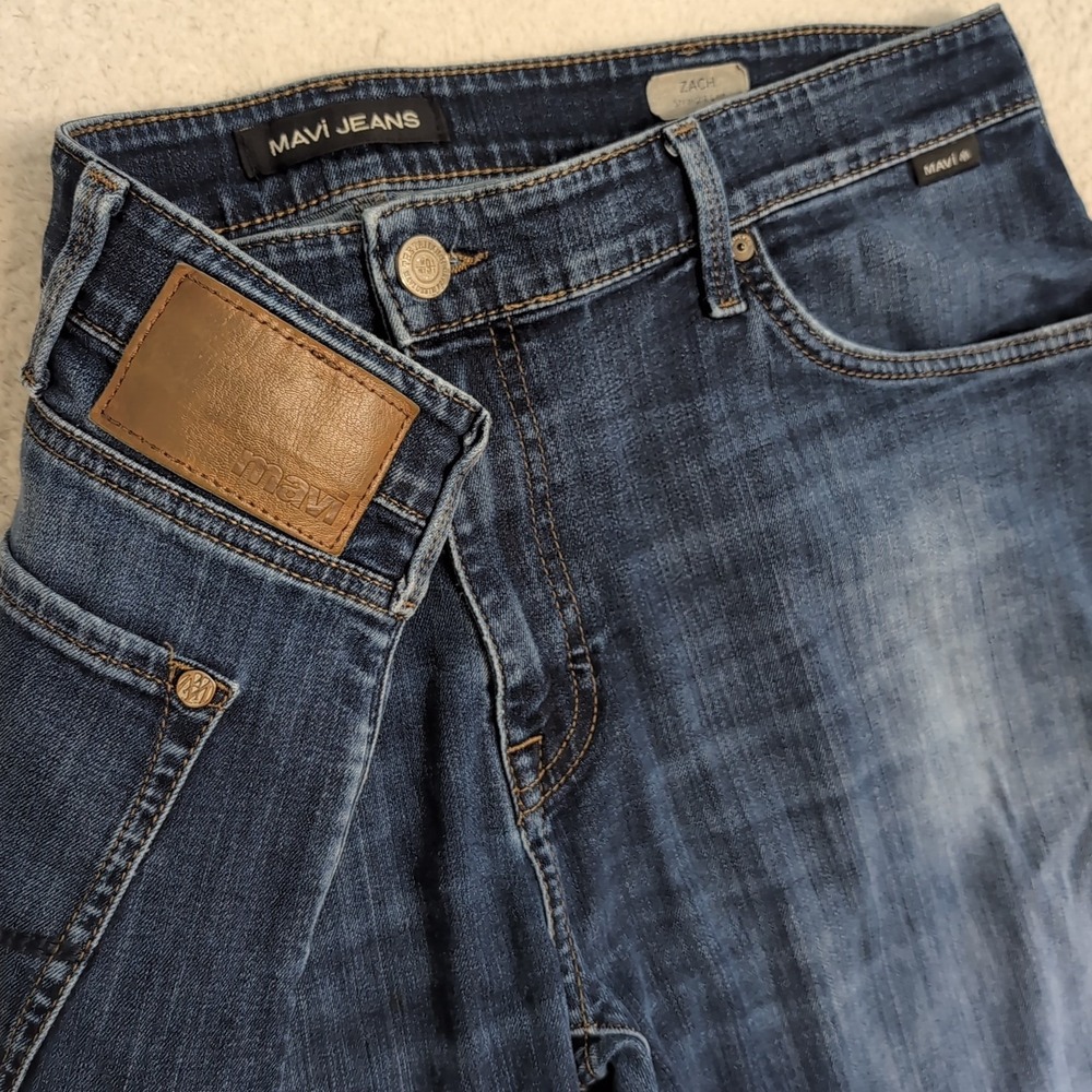 Mavi Zach Jeans Men's 38X30 Blue Denim Straight Leg Medium Wash‎ Casual